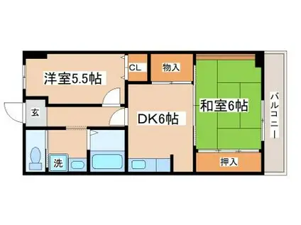 ラール山下(2DK/2階)の間取り写真