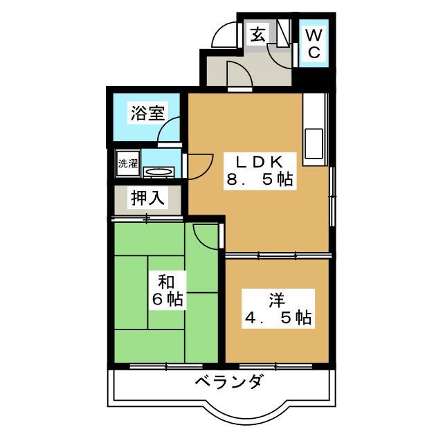 クレール・メナージュ(2LDK/4階)の間取り写真