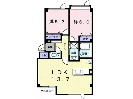 レジーナフジII(2LDK/2階)の間取り写真