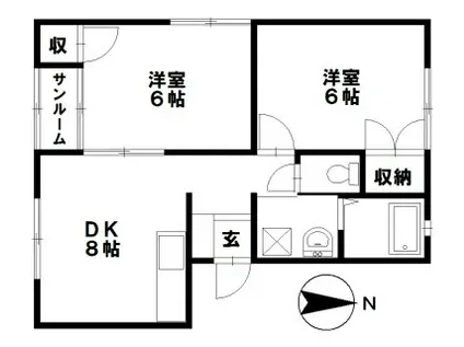 ニューフロイデ・ドルフC棟(2DK/1階)の間取り写真