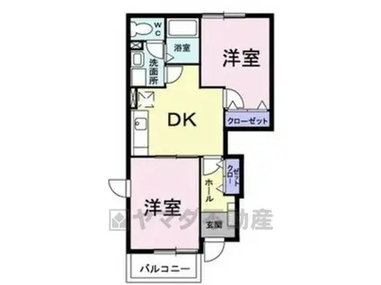 ベルドミール(2DK/1階)の間取り写真