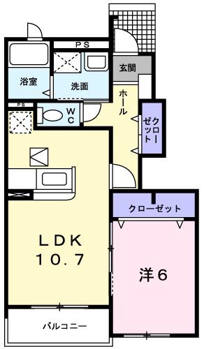 プラシード・S(1LDK/1階)の間取り写真