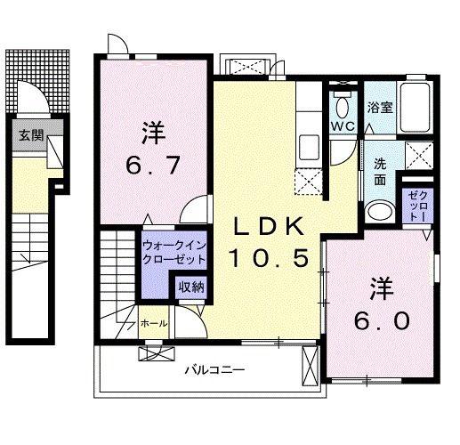 ブッシュ クローバー V(2LDK/2階)の間取り写真