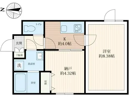 ラシクラス上板橋(1SK/2階)の間取り写真