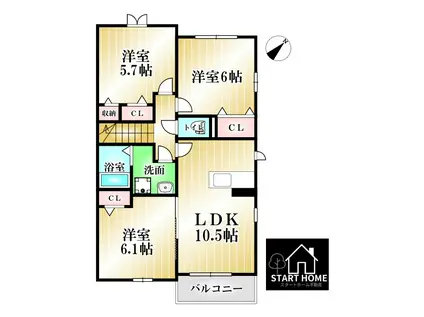 クック III(3LDK/2階)の間取り写真