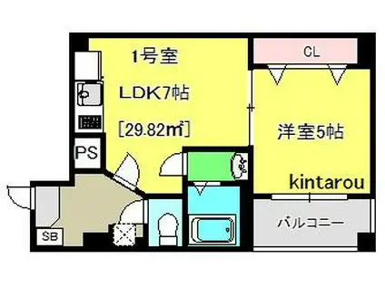 エクセレントコート千葉新宿(1DK/6階)の間取り写真