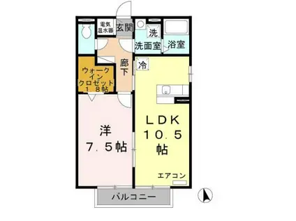 ラフレシール B棟(1LDK/2階)の間取り写真