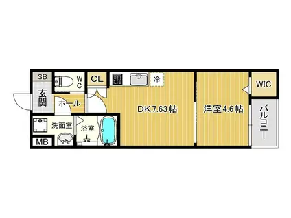 ステラキャットクローバー(1DK/3階)の間取り写真