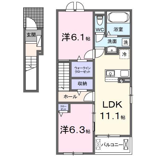 エル・ソラーレI(2LDK/2階)の間取り写真