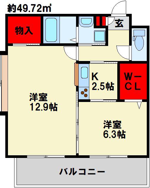 サンシャイン ロイヤル北九州(2K/9階)の間取り写真