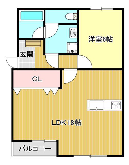 フェニックスII(1LDK/1階)の間取り写真