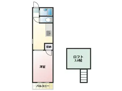 オアシス葛原(1DK/1階)の間取り写真