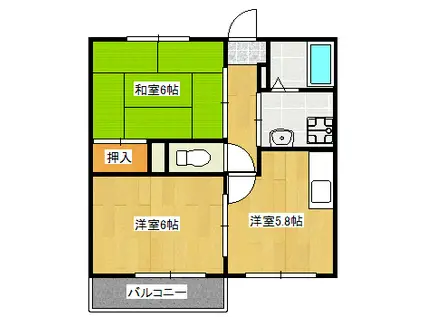 マールハウス(2DK/2階)の間取り写真