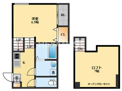 MODERN PALAZZO 貝津GRASSE(1SK/2階)の間取り写真