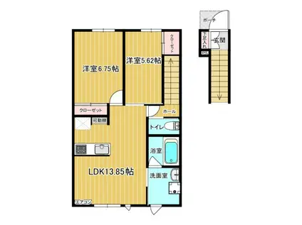 LALLANA(2LDK/1階)の間取り写真