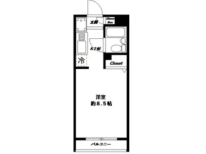 フォンティーヌ明大前(1K/1階)の間取り写真