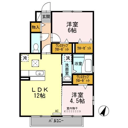 エクレール南(2LDK/1階)の間取り写真