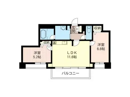 グランコート勝島(2LDK/8階)の間取り写真