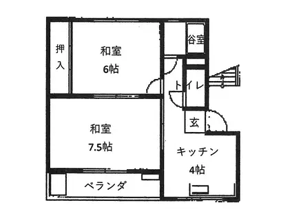 コーポ小松園(2DK/3階)の間取り写真