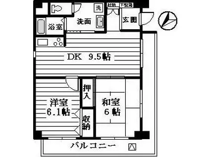 ロイヤルコートときわ台(2LDK/8階)の間取り写真