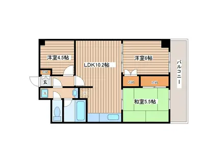 エスパシオ大町II(3LDK/4階)の間取り写真