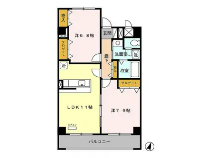 HERMELA(2LDK/1階)の間取り写真