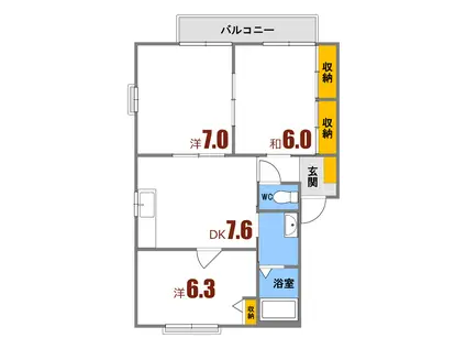 ファミリア坂 I(3DK/2階)の間取り写真