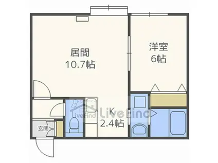 フィーノ ミソノ(1LDK/2階)の間取り写真