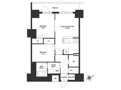 BPRレジデンス門前仲町(2LDK/10階)の間取り写真