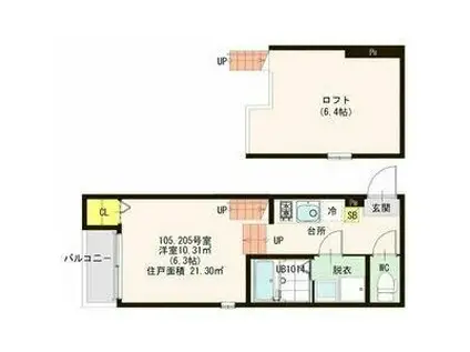 ハーモニーテラス南小泉III(1K/1階)の間取り写真