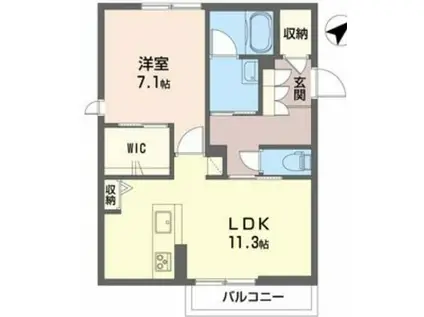 グリーンハイツ河高 B棟101(1LDK/1階)の間取り写真