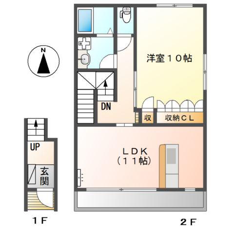 シャルムガーデン(1LDK/2階)の間取り写真