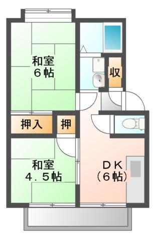 アーバンやましげB(2DK/2階)の間取り写真
