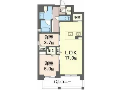 アルブラン京町堀(2LDK/3階)の間取り写真