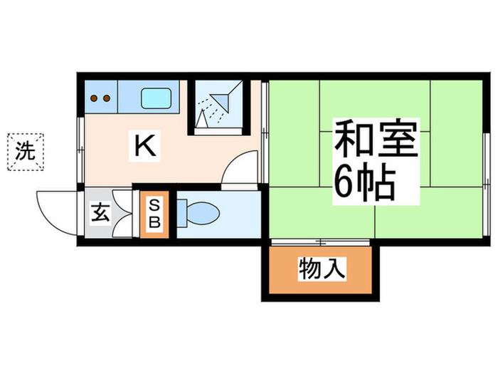 サニーマイホーム(1K/2階)の間取り写真
