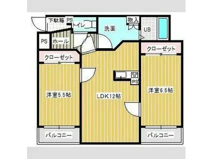 ウッドベルステージ(2LDK/3階)の間取り写真