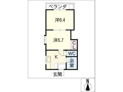 SKYCOURT(2K/3階)の間取り写真
