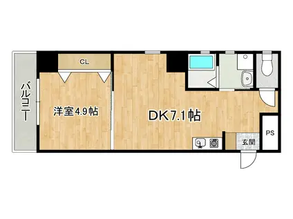 LANDMARK鶴見(1DK/7階)の間取り写真