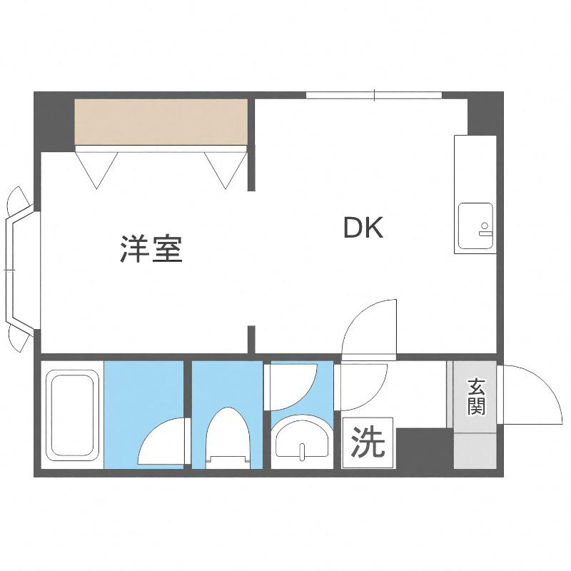 パレス東札幌(1DK/4階)の間取り写真