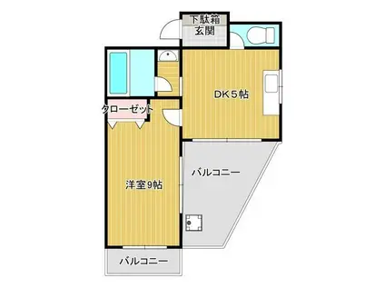 アネックス E(1DK/6階)の間取り写真