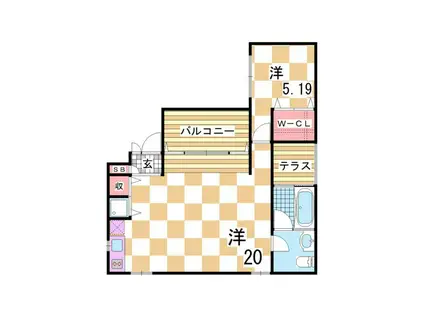 TERRACE G(1LDK/1階)の間取り写真