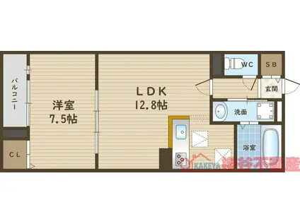 ツイテールII(1LDK/3階)の間取り写真