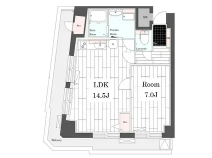 イトーピア六本木(1LDK/7階)の間取り写真