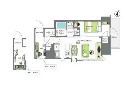 アイフラット若松河田(1LDK/13階)の間取り写真