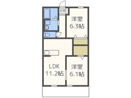 アクティブメゾン若宮(2LDK/2階)の間取り写真