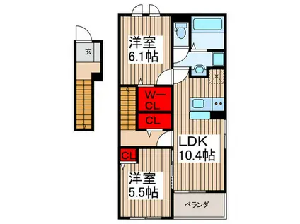 東武越生線 武州唐沢駅 徒歩8分 2階建 築3年(2LDK/2階)の間取り写真