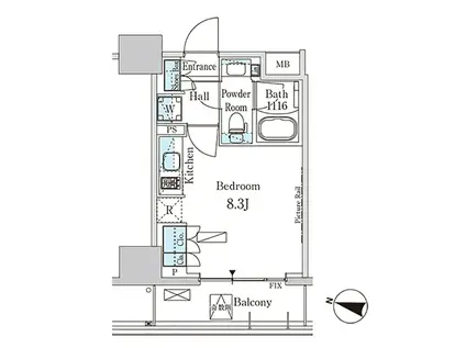 パークアクシス横濱高島町(ワンルーム/6階)の間取り写真