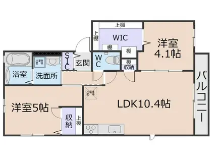 スカイヒルズ(2LDK/2階)の間取り写真