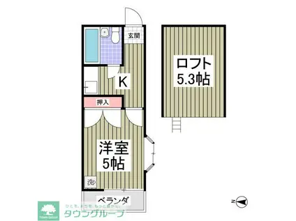 東武東上線 高坂駅 徒歩10分 2階建 築35年(1K/2階)の間取り写真