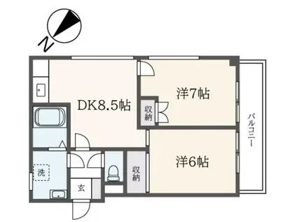 平山プラザビル(2DK/2階)の間取り写真